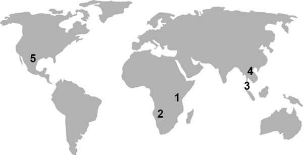 Map of conservation and research projects with which Felid TAG member zoos work